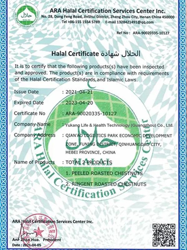 Halal certification document
