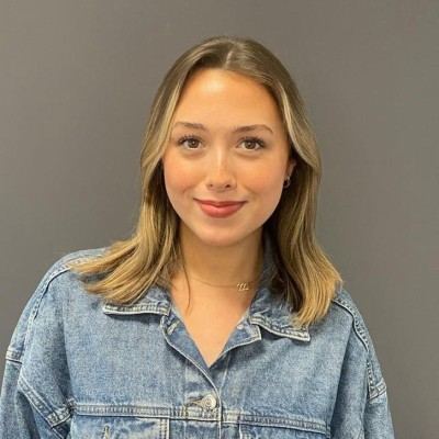 Customer portrait: woman in a denim shirt