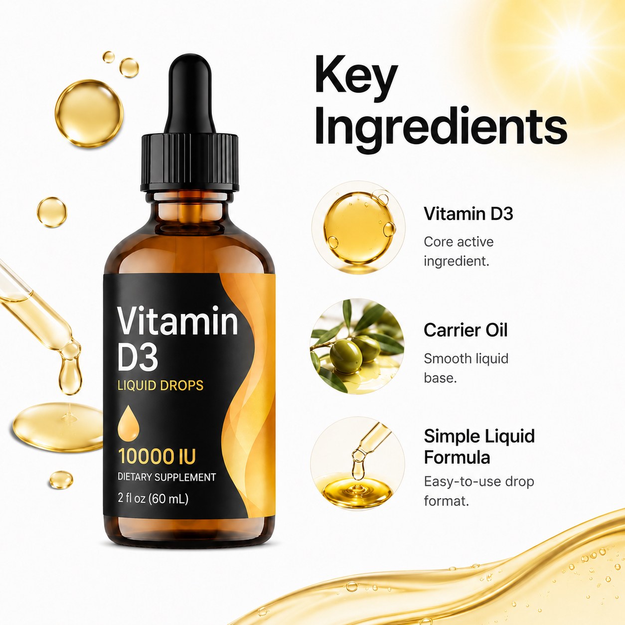 Vitamin D3 Liquid Drops (DJ018), product view 3