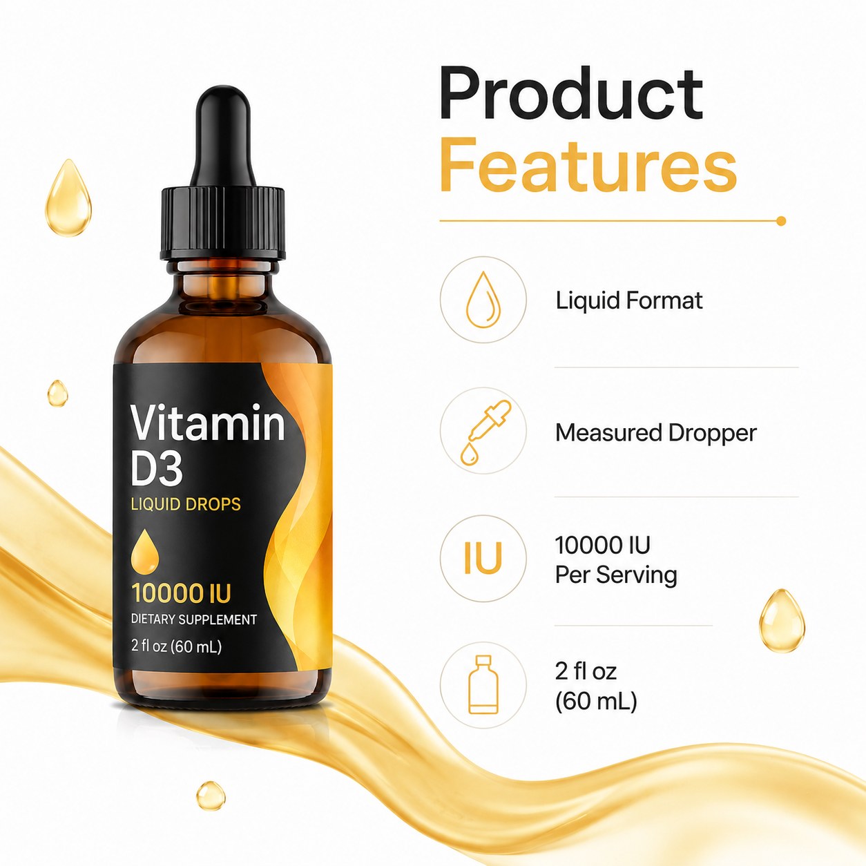 Vitamin D3 Liquid Drops (DJ018), product view 6