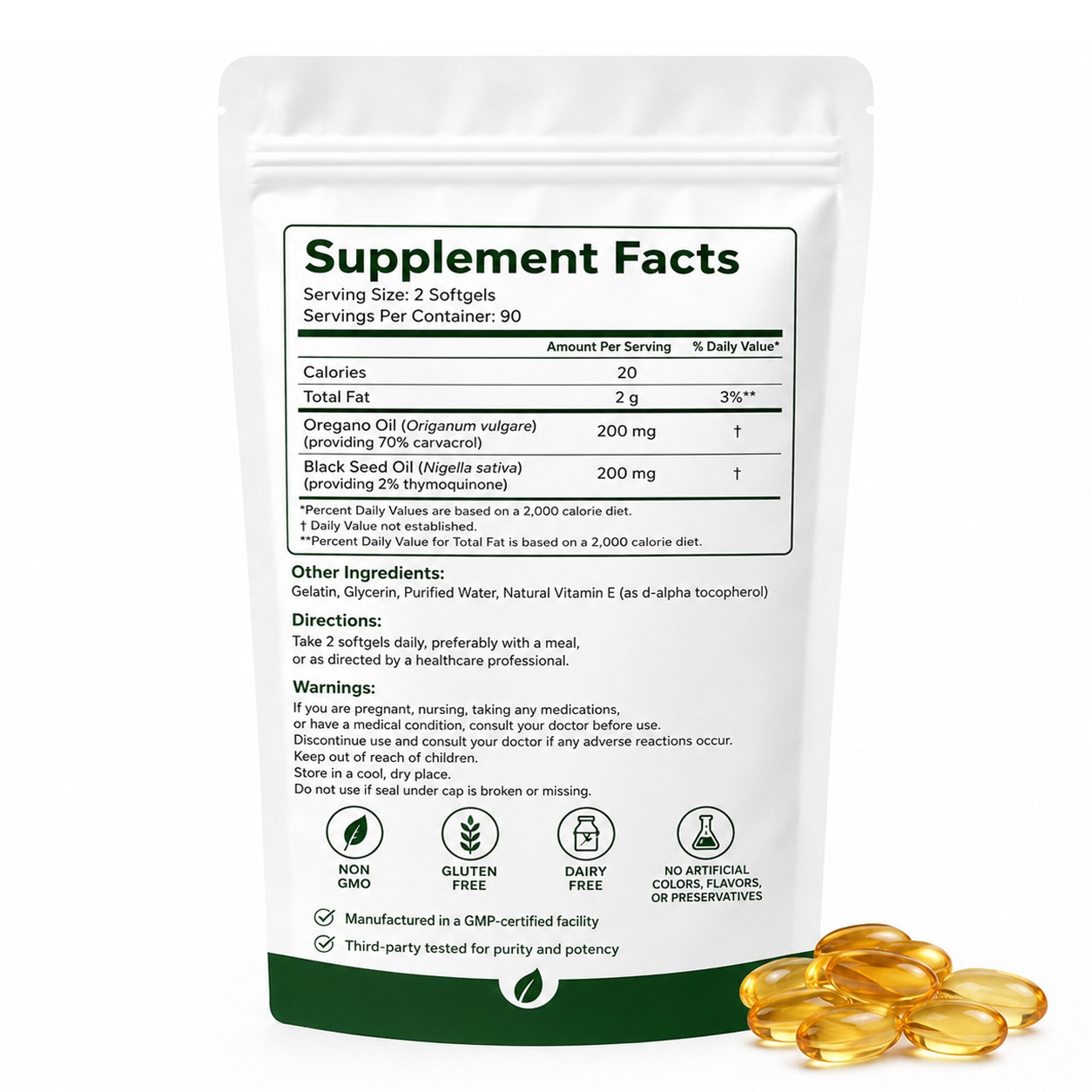 Oregano Oil Softgels (RJN003), product view 2