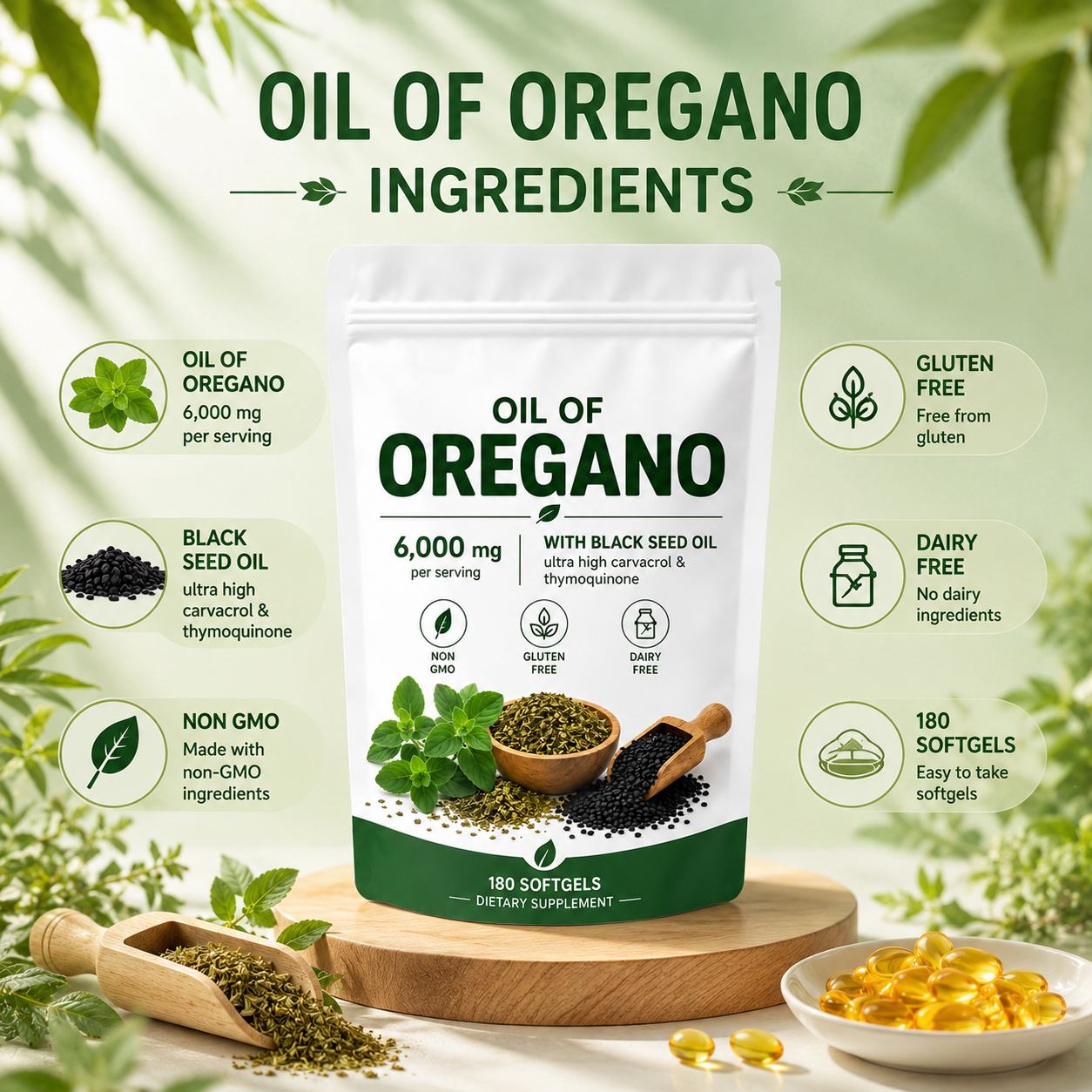 Oregano Oil Softgels (RJN003), product view 4
