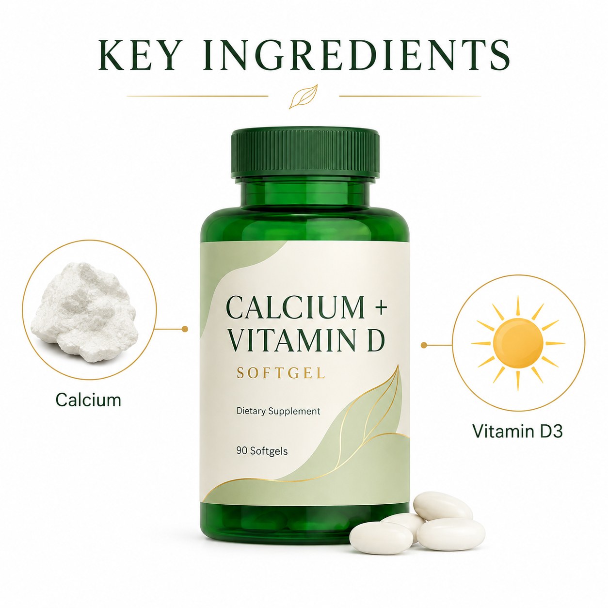 Calcium Vitamin D3 Softgels (RJN049), product view 3