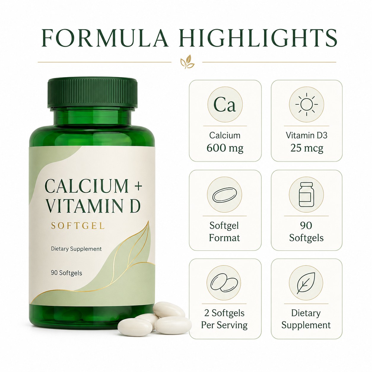 Calcium Vitamin D3 Softgels (RJN049), product view 6
