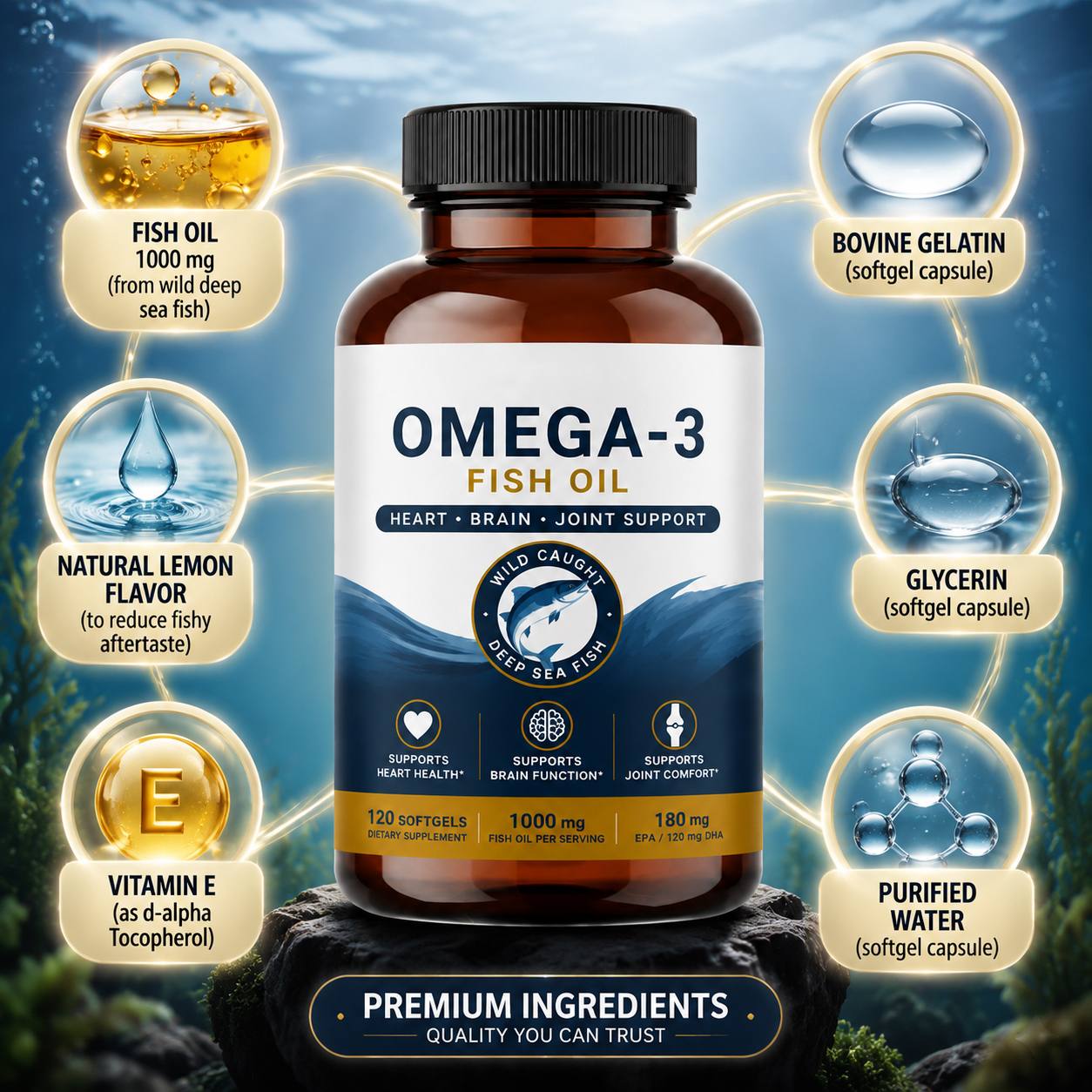 Omega-3 Fish Oil Softgels (RJN251), product view 3
