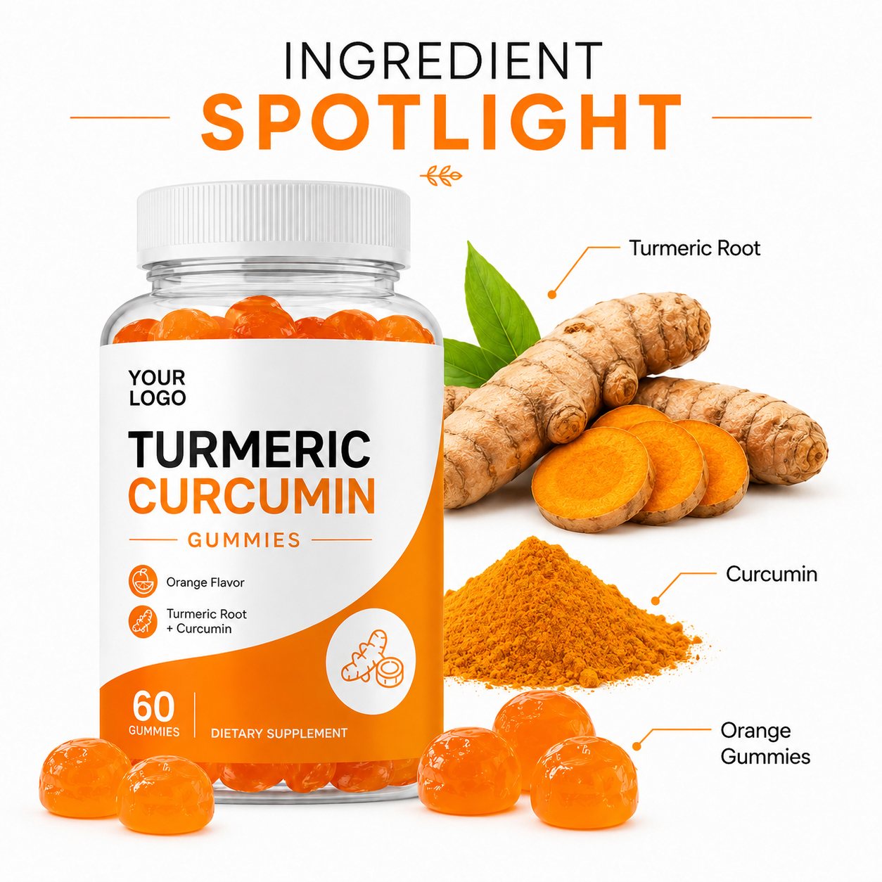 Turmeric Curcumin Gummies (RT067), product view 3