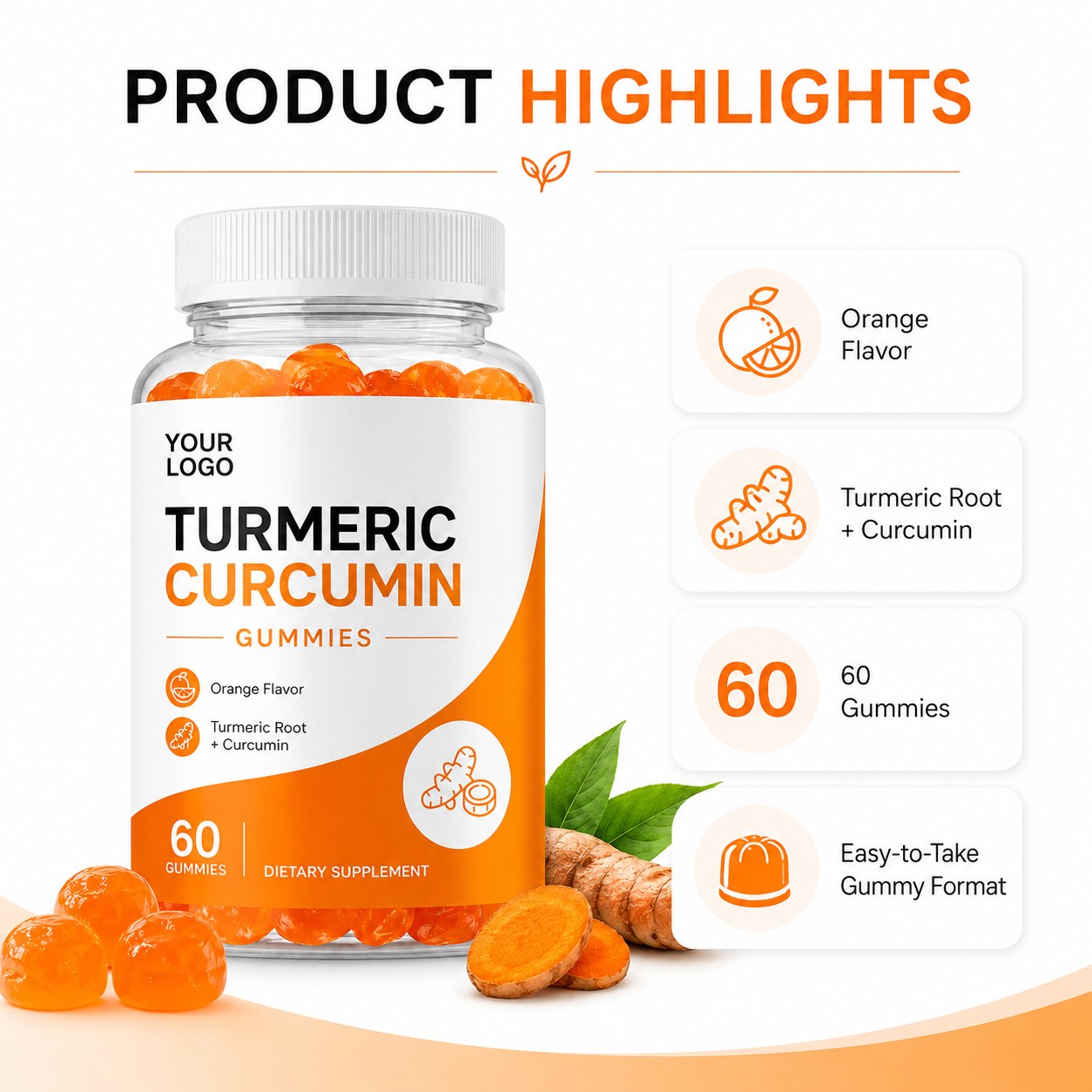 Turmeric Curcumin Gummies (RT067), product view 6