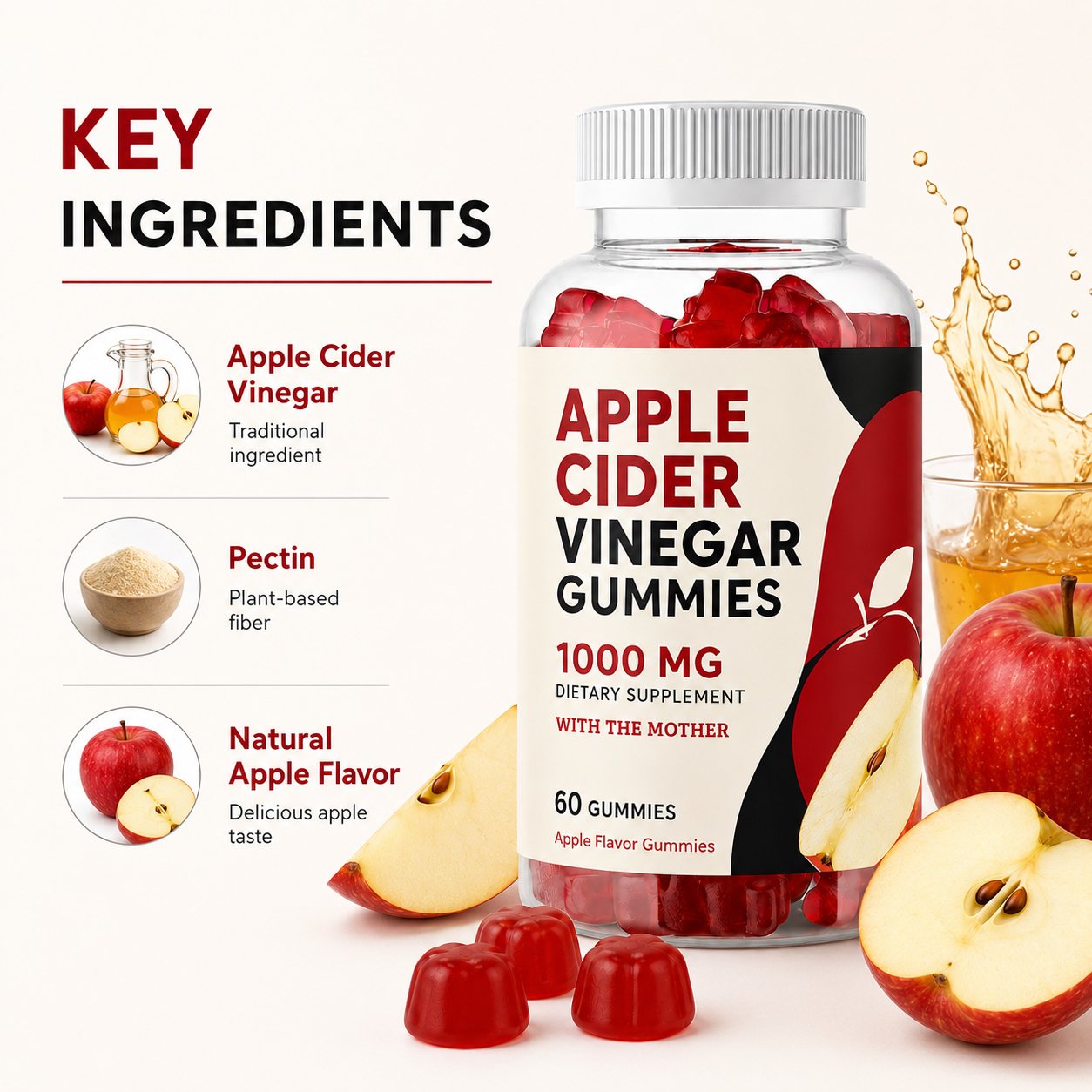 Apple Cider Vinegar Gummies (RT079), product view 3
