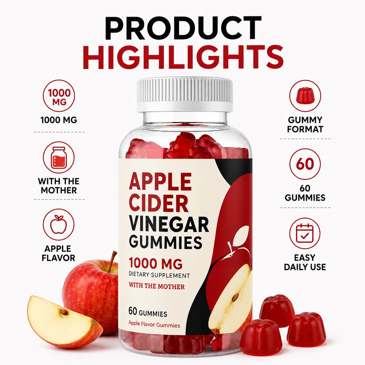 Apple Cider Vinegar Gummies (RT079), product view 6