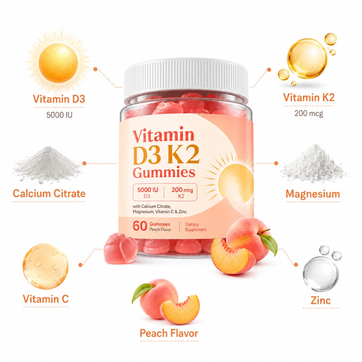 Vitamin D3 K2 Gummies (RT109), product view 3