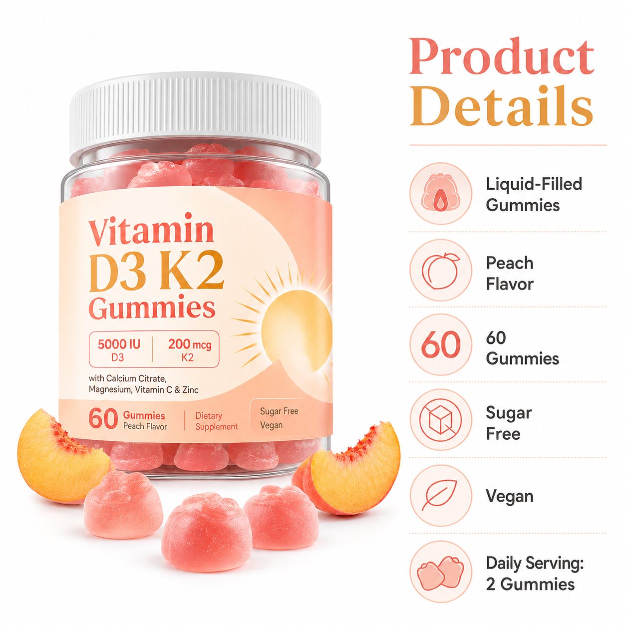 Vitamin D3 K2 Gummies (RT109), product view 6