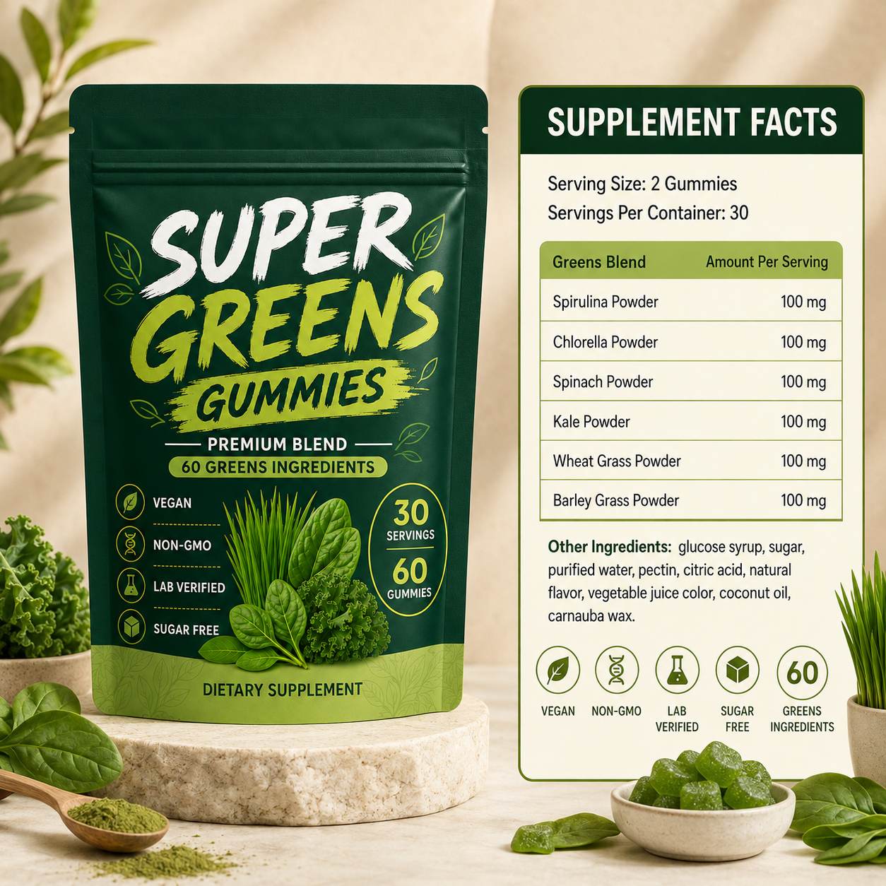 Super Greens Gummies (RT432), product view 2