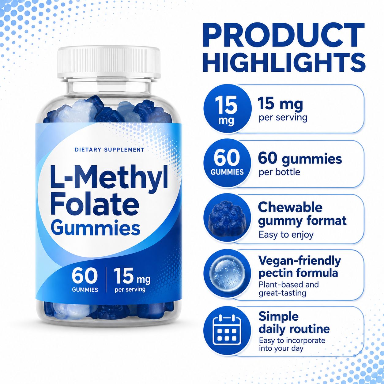 L-Methylfolate Gummies 15mg (RT569), product view 6