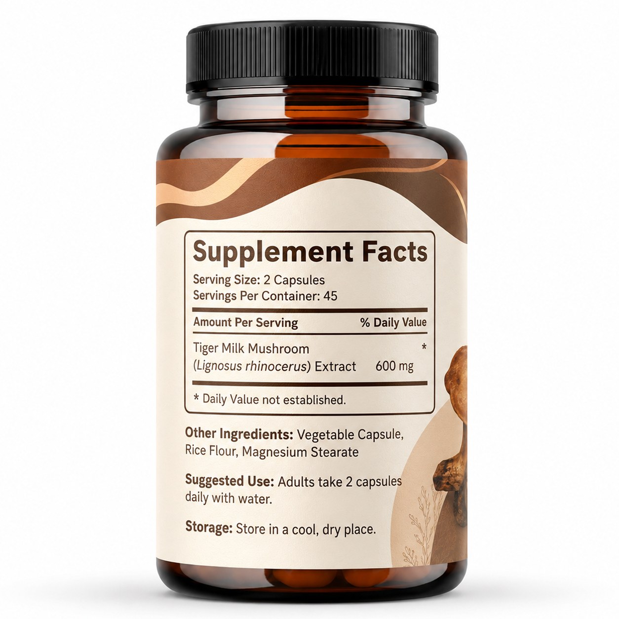 Tiger Milk Mushroom Capsules 600 mg (YJN060), product view 2