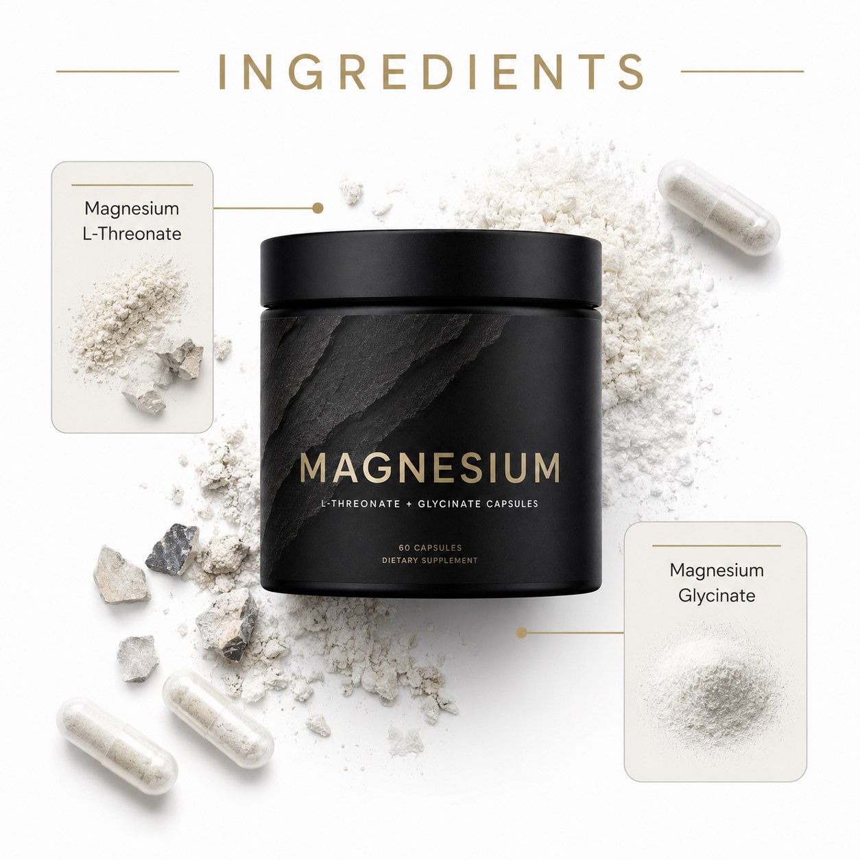 Magnesium L-Threonate + Glycinate Capsules (YJN403), product view 3