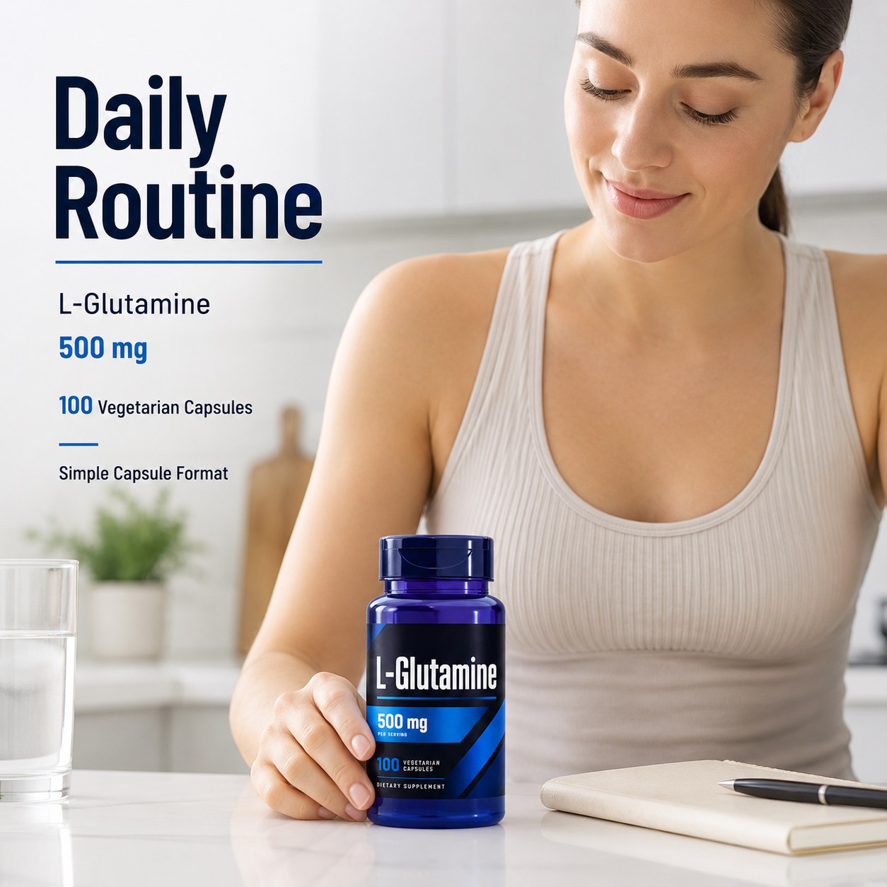 L-Glutamine Capsules 500 mg (YJN419), product view 4