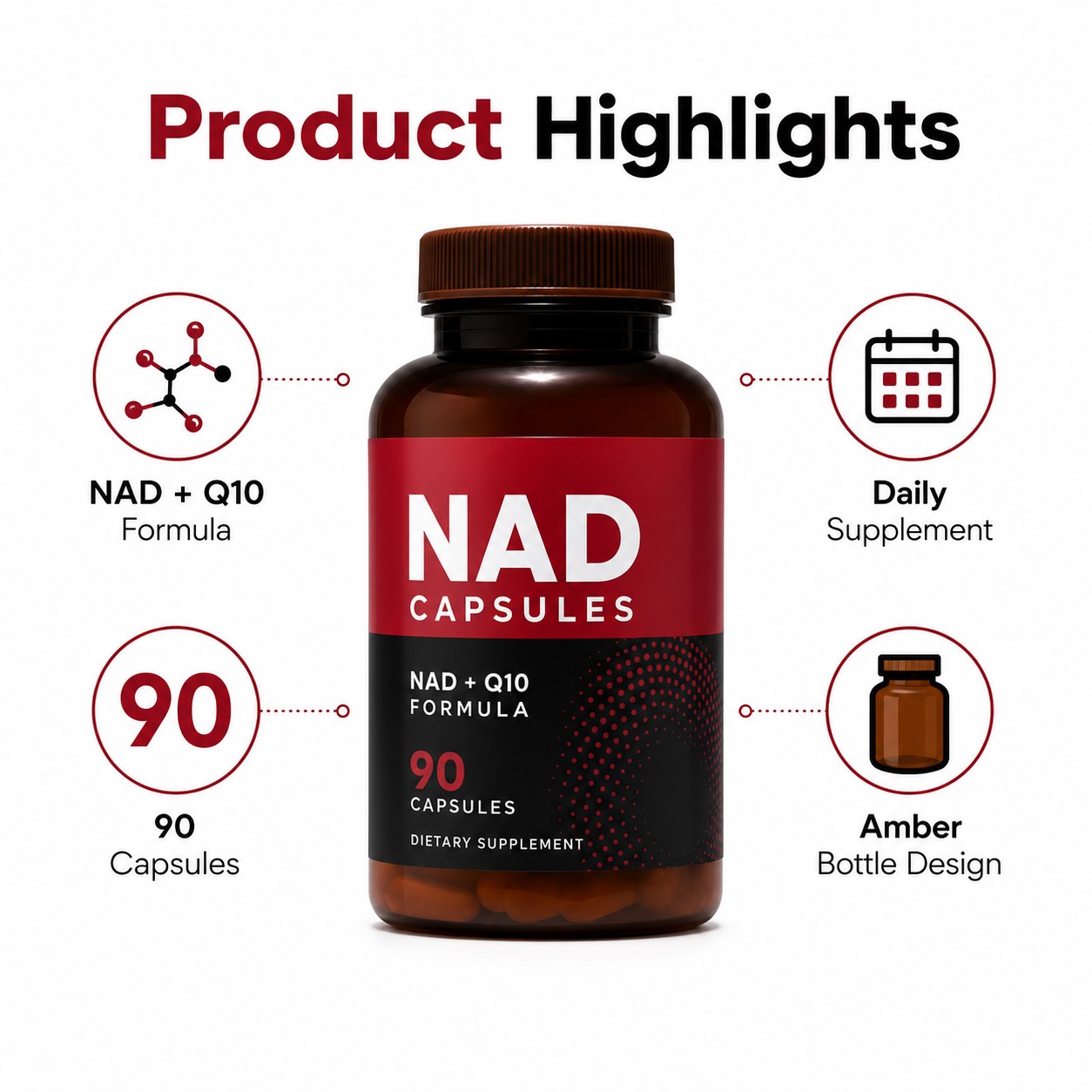 NAD+ Capsules with CoQ10 & B Vitamins (YJN423), product view 6