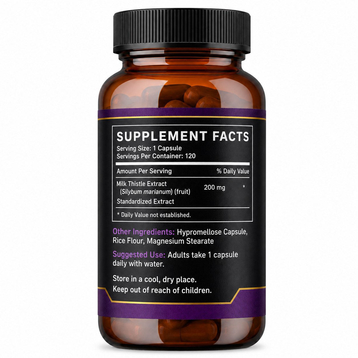 Milk Thistle Capsules 200 mg (YJN427), product view 2