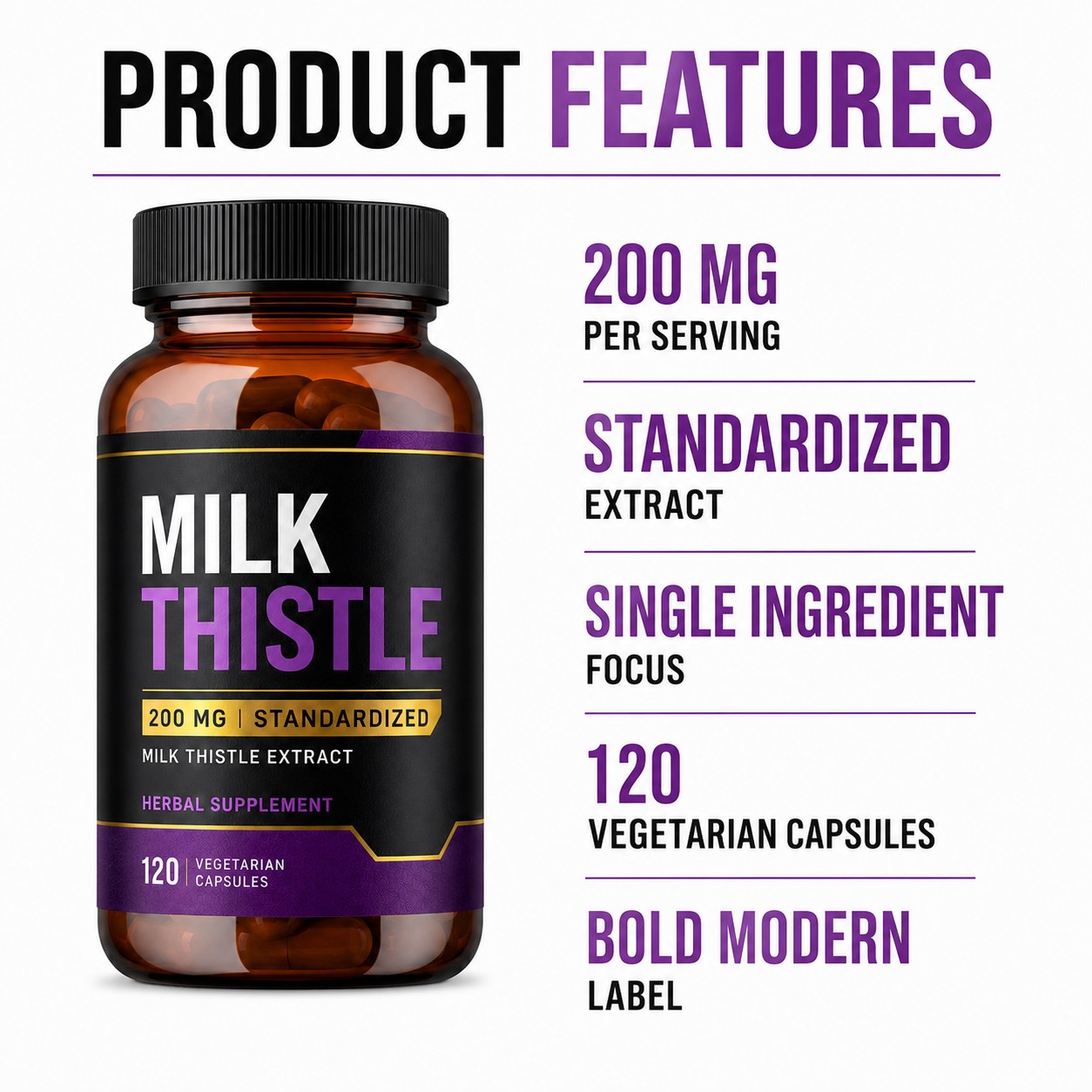Milk Thistle Capsules 200 mg (YJN427), product view 6