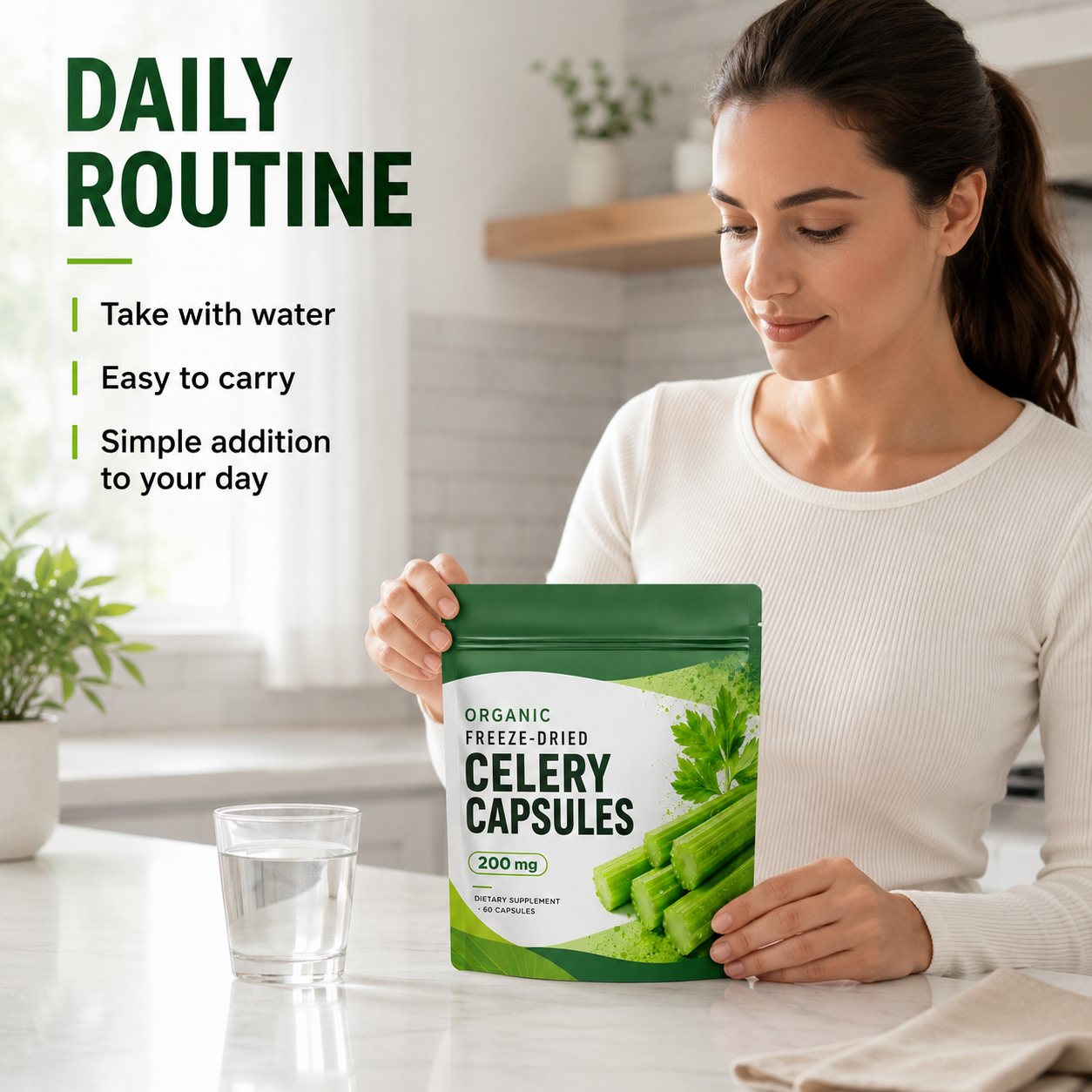 Freeze-Dried Celery Capsules 200 mg (YJN448), product view 4