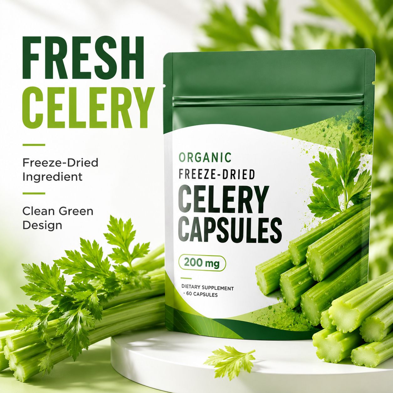 Freeze-Dried Celery Capsules 200 mg (YJN448), product view 5