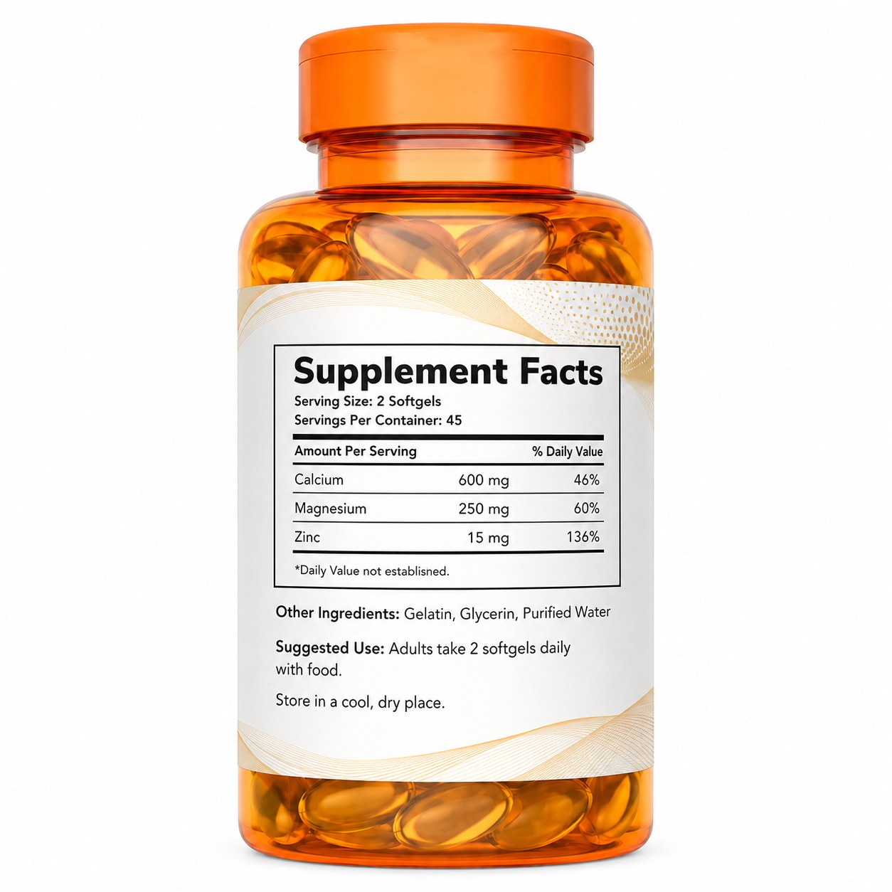 Calcium Magnesium Zinc Softgels (YP011), product view 2