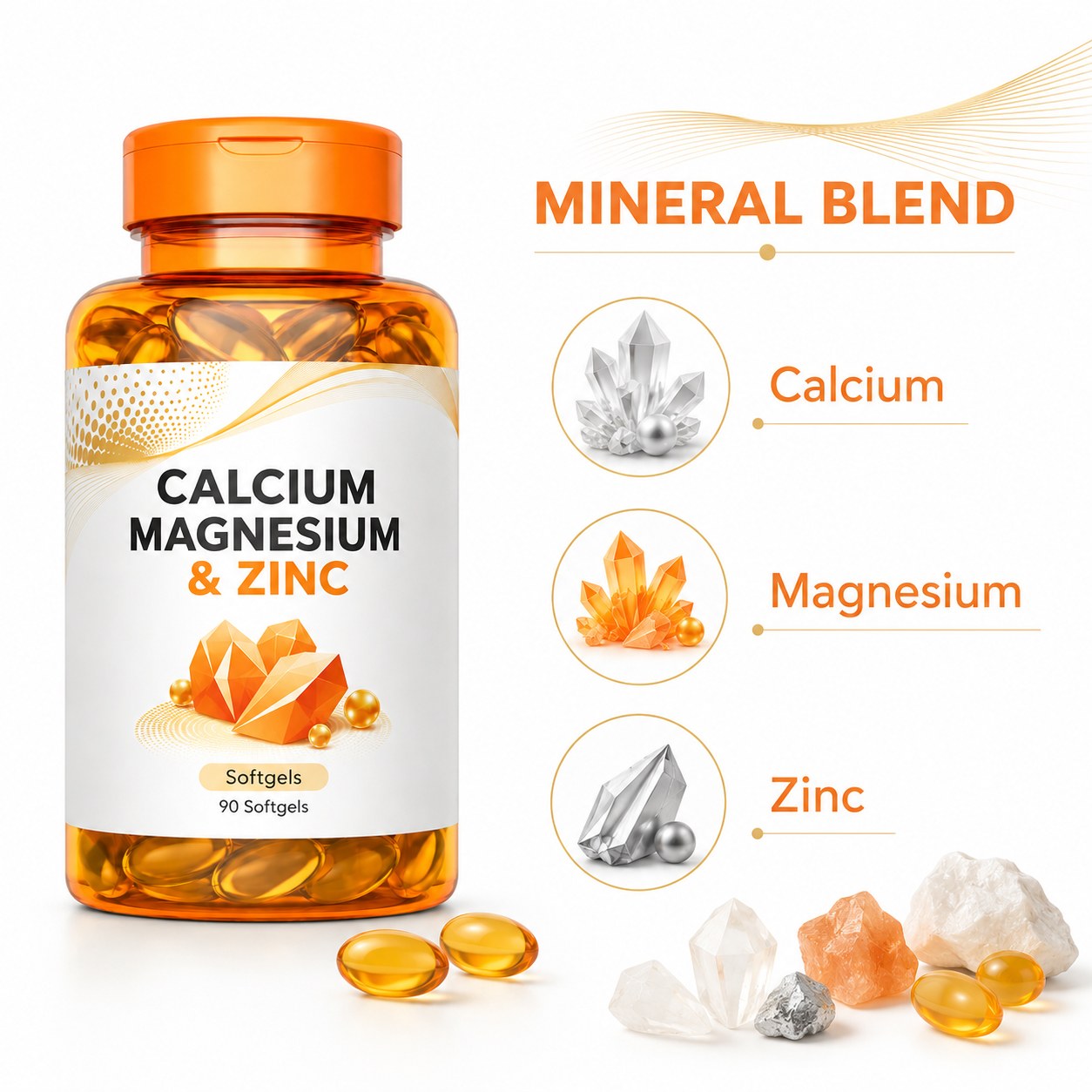 Calcium Magnesium Zinc Softgels (YP011), product view 3