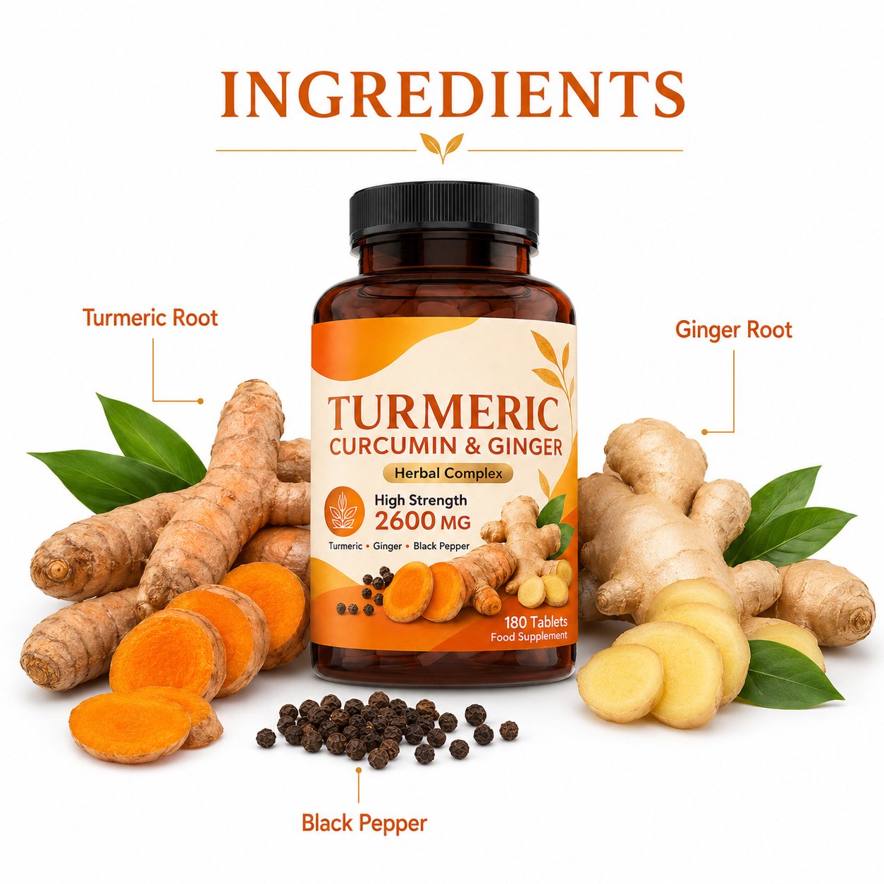 Turmeric Curcumin with Ginger & Black Pepper (YP014), product view 3