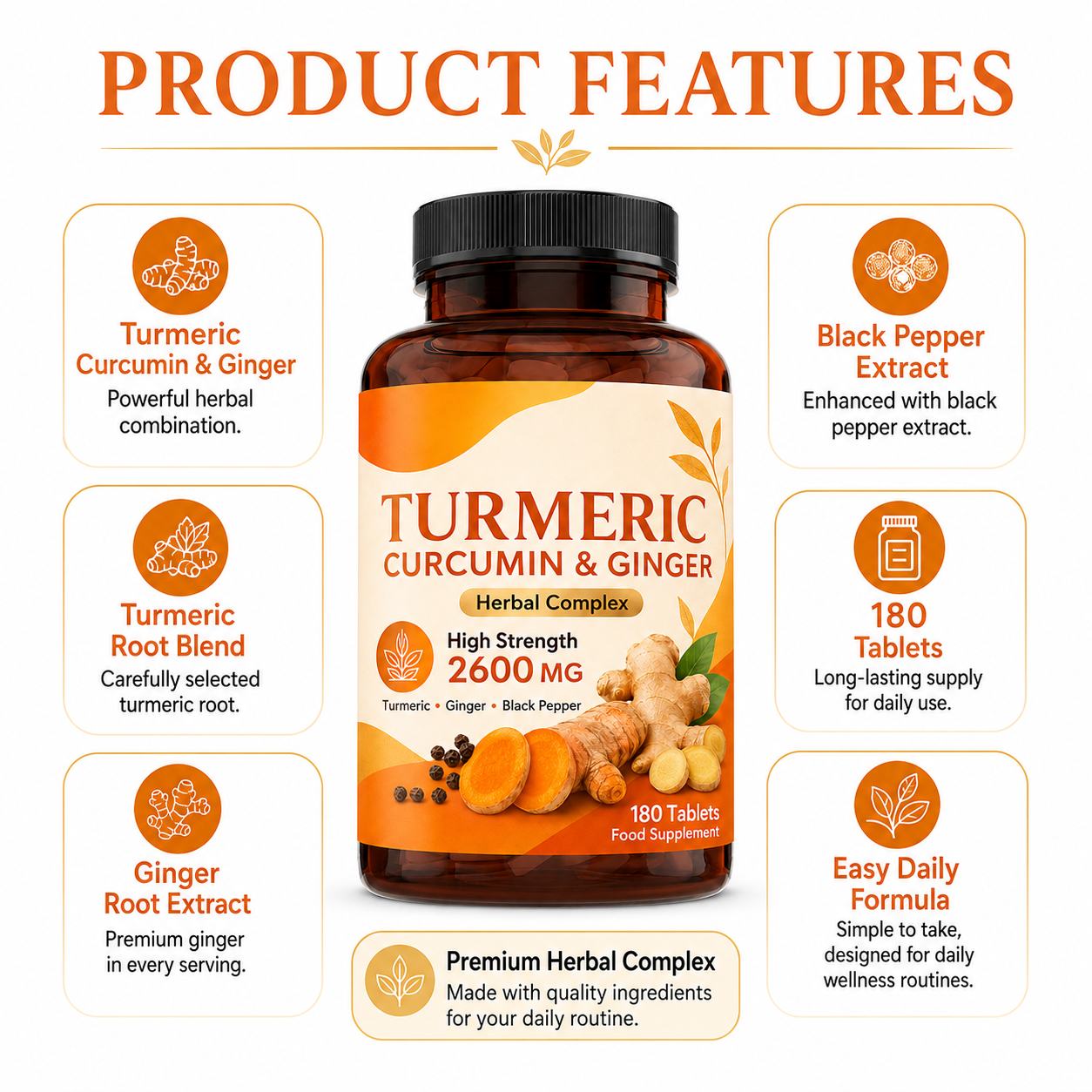 Turmeric Curcumin with Ginger & Black Pepper (YP014), product view 6