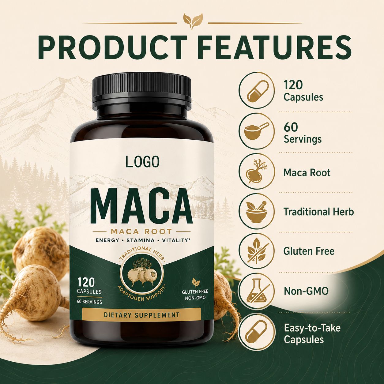 Maca Root Capsules (YP259), product view 6
