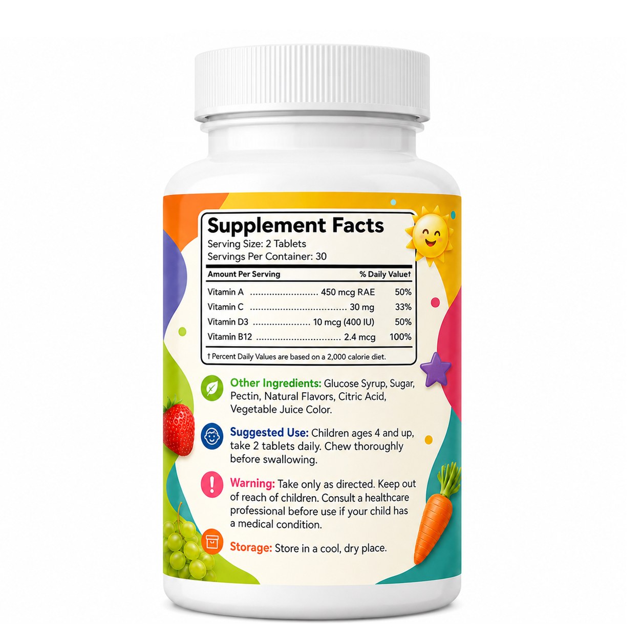 Children’s Multivitamin Chewable Tablets (YP270), product view 2