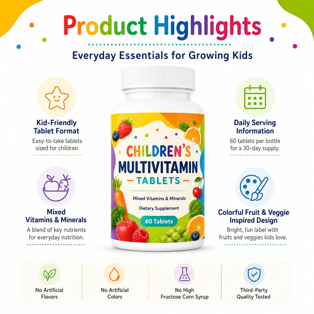Children’s Multivitamin Chewable Tablets (YP270), product view 6