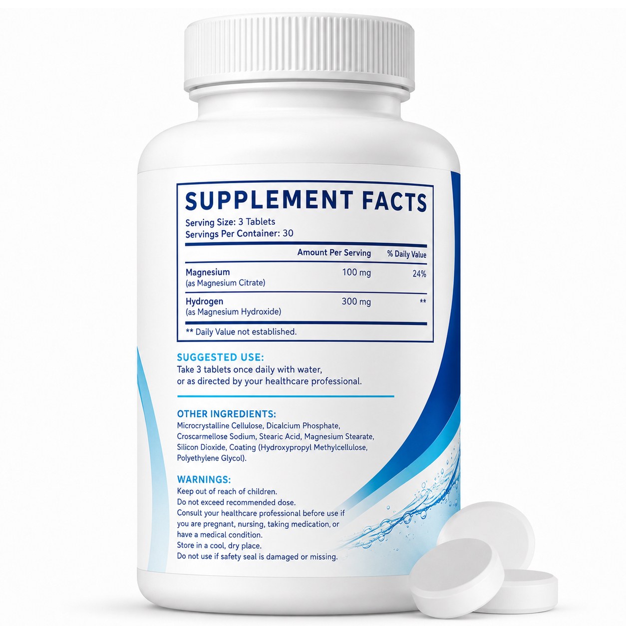 Hydrogen Water Tablets with Magnesium (YP433), product view 2