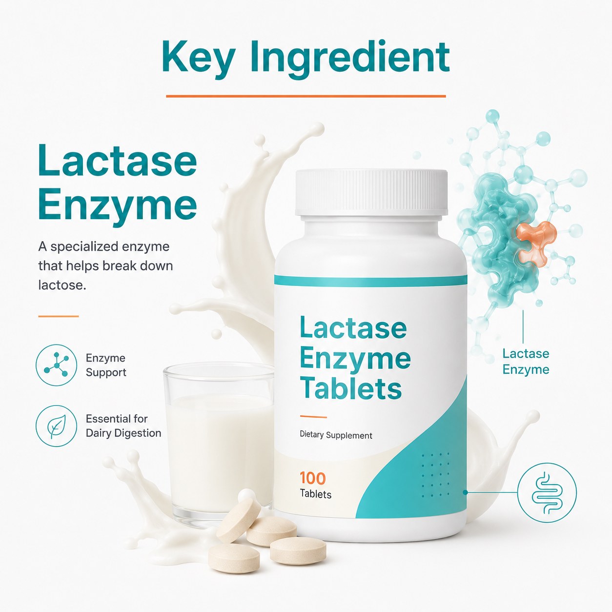Lactase Enzyme Tablets 9000 FCC (YP436), product view 3