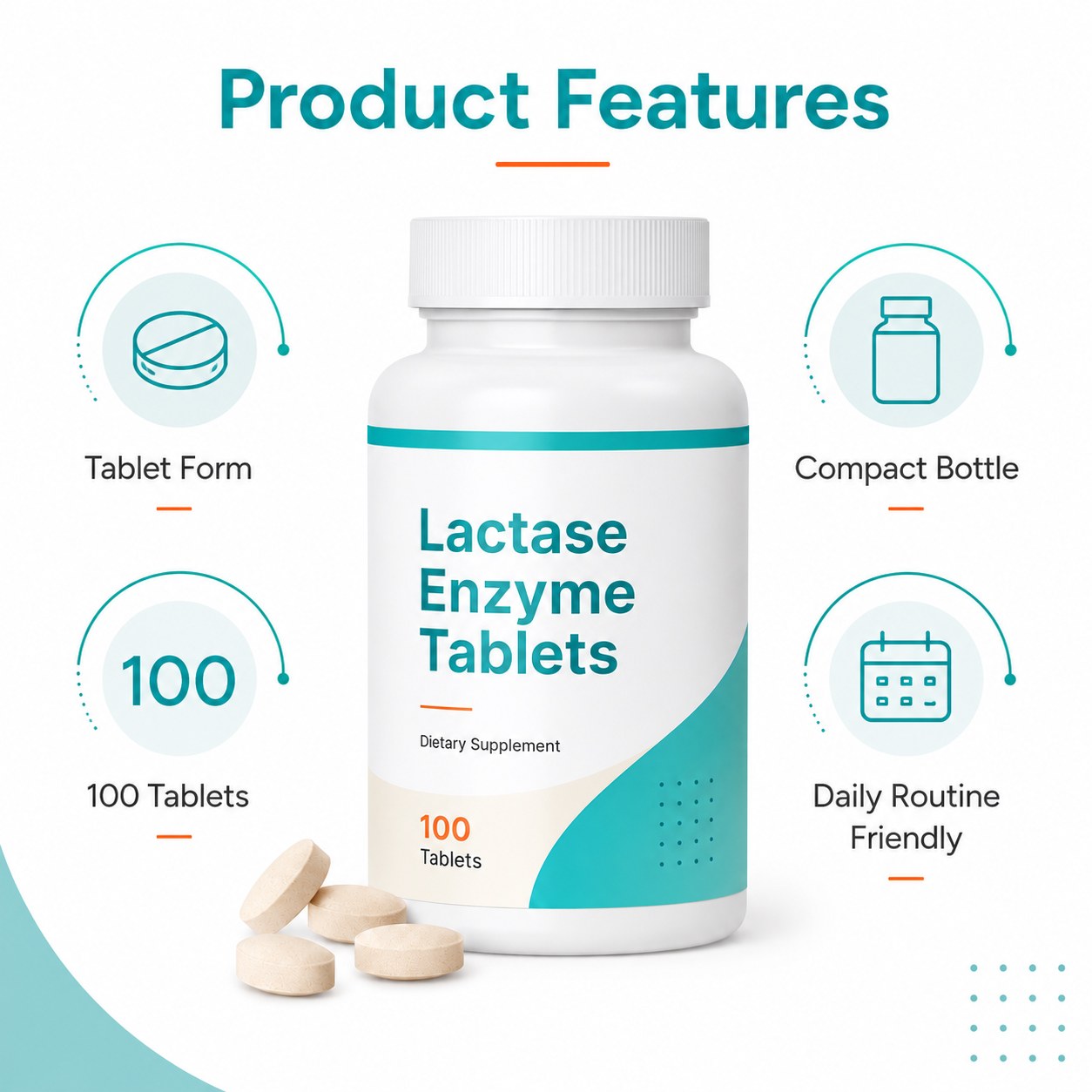 Lactase Enzyme Tablets 9000 FCC (YP436), product view 6