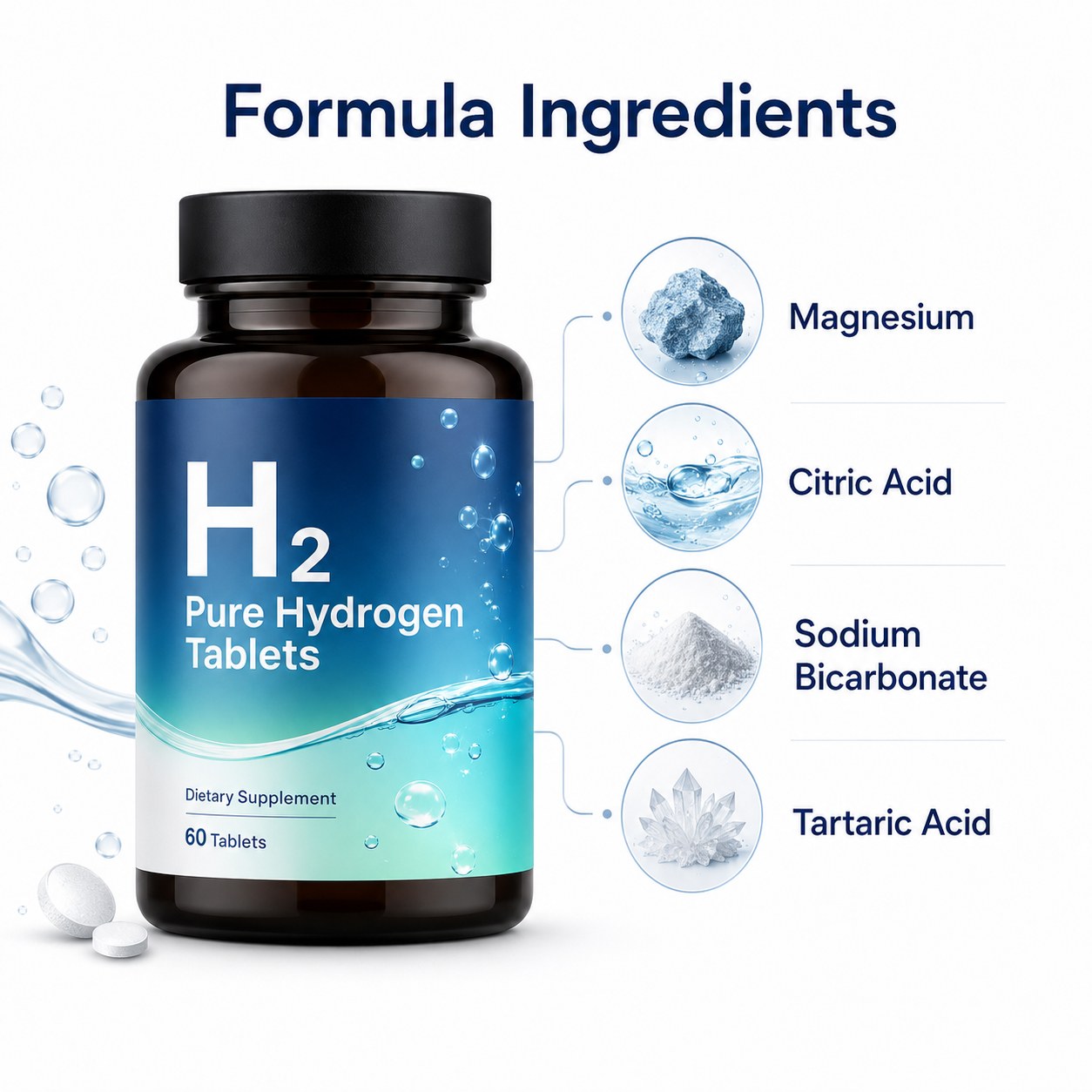 Molecular Hydrogen Tablets for Water (YP701), product view 3