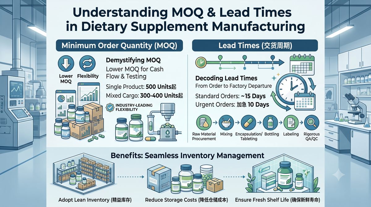 understanding moq and lead times in dietary supplement manufacturing